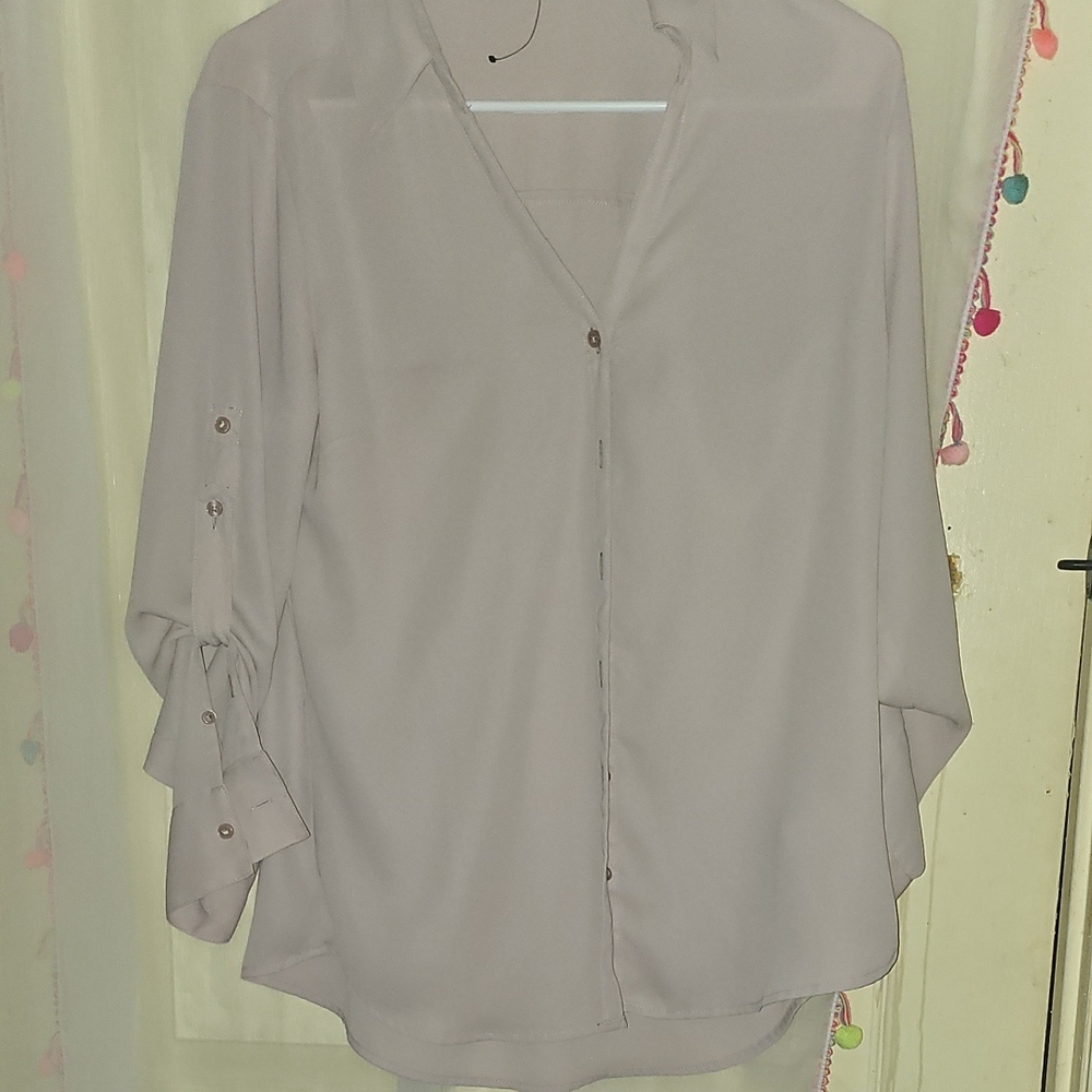 NWOT Express Portofino Beige/Blush  Relaxed Dolman Sleeve Blouse
